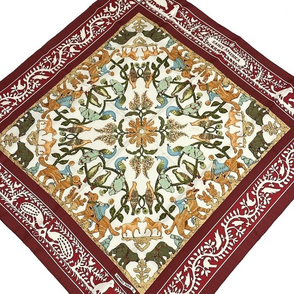 HERMES Carre 90 - Bordeaux Cream Multi Scarf 367-071325 - Picture 1 of 6